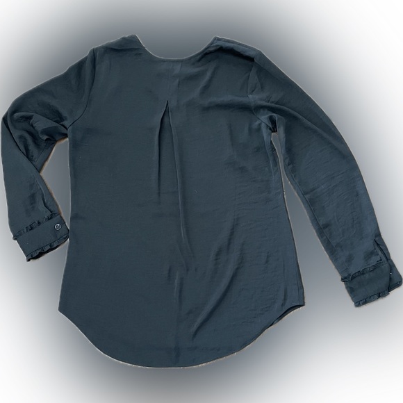 CAbi classic black v neck blouse ruffle sleeves - Picture 3 of 3